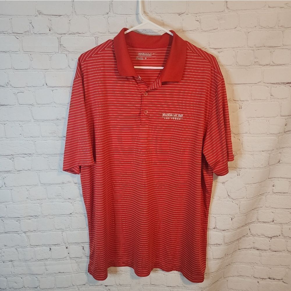 Nike "Mandalay Bay" Red Polo Shirt with Textured Fabric, Size XL